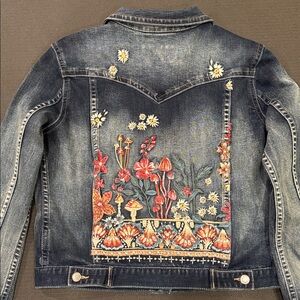 Grace Flowers & Mushrooms Embroidered Denim Jacket